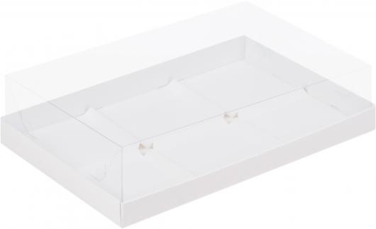 Коробка муссовые пирожные (6), белая, 30*19,*8 см с пластиковой крышкой 