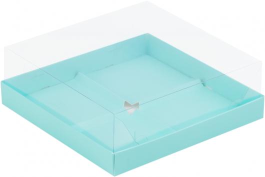 Коробка муссовые пирожные (4), тиффани, 19*19*8 см с пластиковой крышкой 
