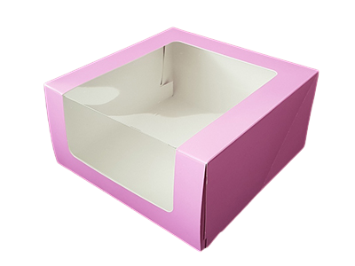 Коробка для торта 23,5 см*23,5 см*11,5 см с окном сиреневый