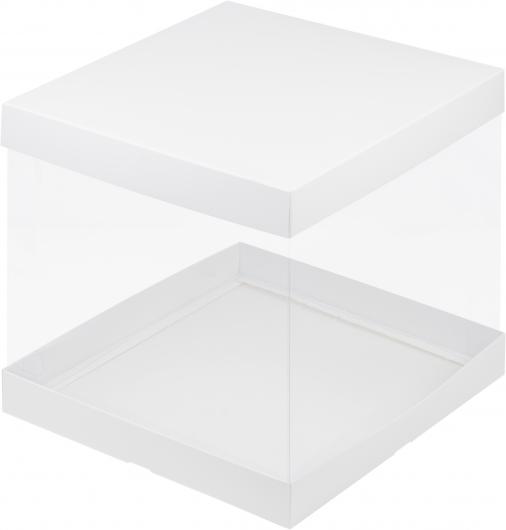 Коробка для торта с пластиковой крышкой 23,5*23,5*22 см белая