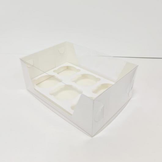 Коробка на 6 капкейков белая с пластиковой крышкой, 23,5х16х9,5 см