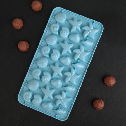 Форма для льда и шоколада 28×14,5 см «Морское дно», 28 ячеек, цвет МИКС