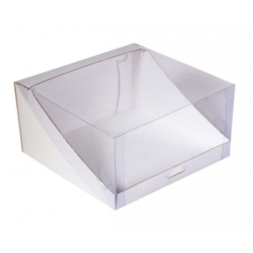Коробка для торта 23,5 см*23,5 см*10 см с пластиковой крышкой