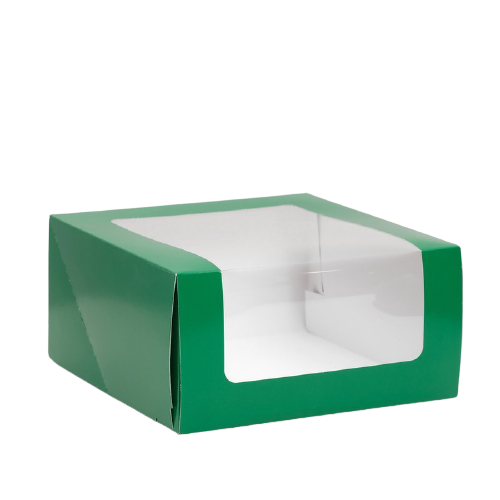 Коробка для торта 23,5 см*23,5 см*11,5 см с окном зеленый