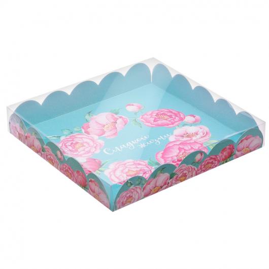 Коробка для кондитерских изделий с PVC-крышкой «Сладкой жизни», 18 × 18 × 3 см