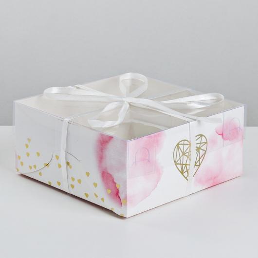 Коробка для капкейка Love, 16 × 16 × 7.5 см