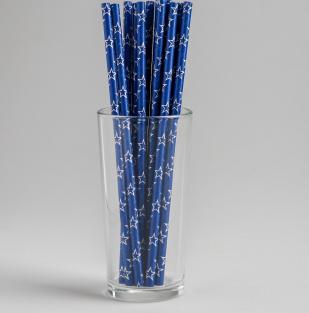 Трубочки для коктейля «Звёзды», набор 12 шт., цвет синий