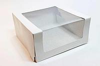 Коробка для торта 23,5 см*23,5 см*11,5 см с окном белая