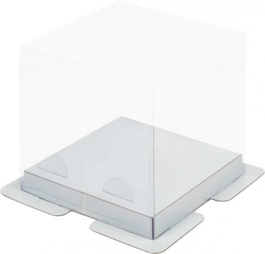 Коробка для торта с пластиковой крышкой ПРЕМИУМ 23,5*23,5*22 см белая