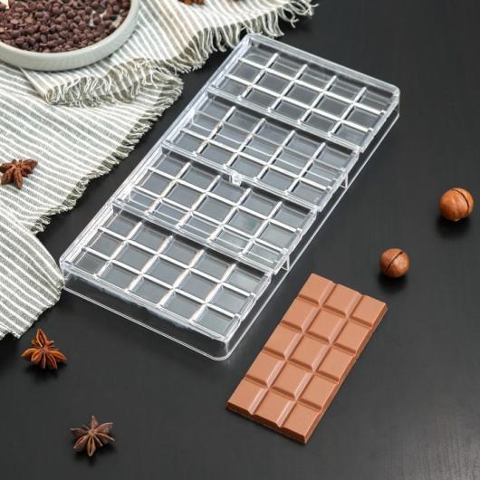 Форма для шоколада и конфет«Плитка», 33×16,5×3 см, 60 ячеек, цвет прозрачный