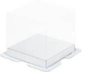 Коробка для торта с пластиковой крышкой ПРЕМИУМ 15*15*14 см белая