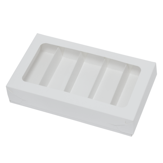 Коробка для эклеров и эскимо с пластиковой крышкой (24 см *14 см *5 см 5 ложементов)