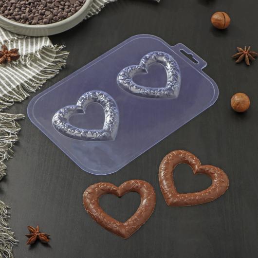Форма для шоколада и конфет «Сердечные кольца»