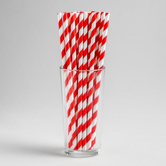 Трубочки для коктейля «Спираль», набор 12 шт., цвет красно-белый