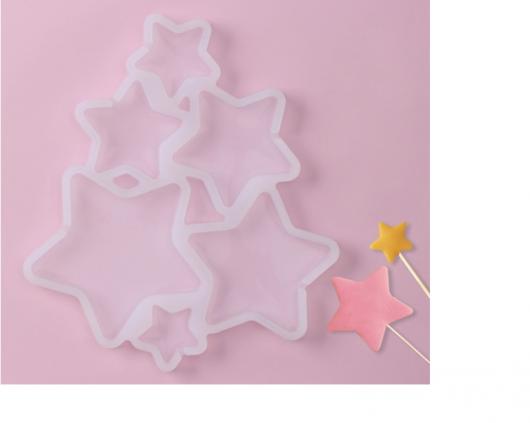 Форма для леденцов «Звёзды», 15,5×13,5×0,7 см, 6 ячеек, цвет белый