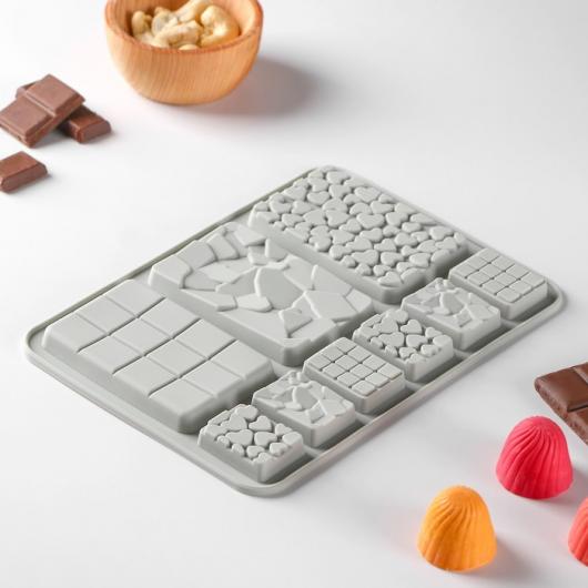 Форма силиконовая для шоколада Доляна «Шоколадное ассорти», 20×15 см, 9 ячеек