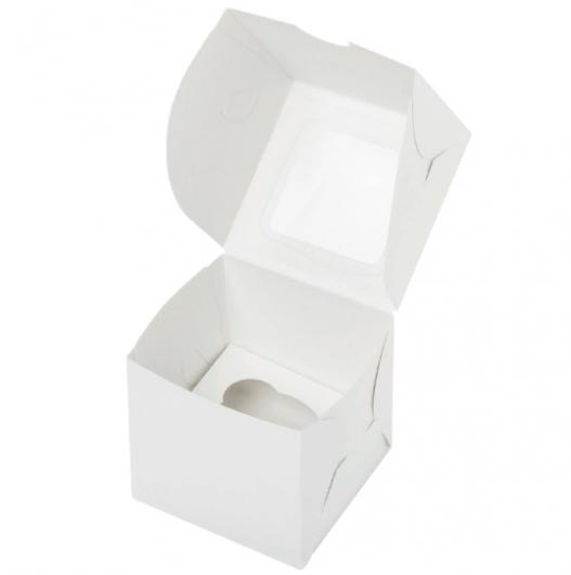 Коробка на 1 капкейк белая с окном