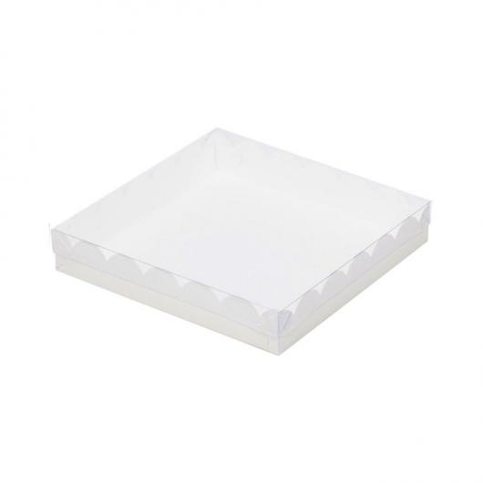 Коробка для пряника 12 см*12 см*3 см, белая, прозрачная крышка