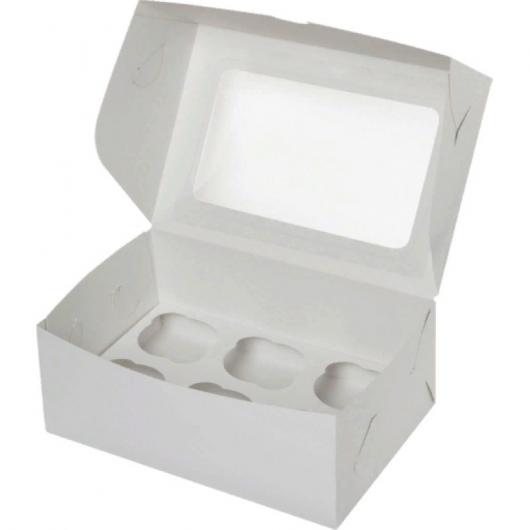 Коробка на 6 капкейков белая с окном