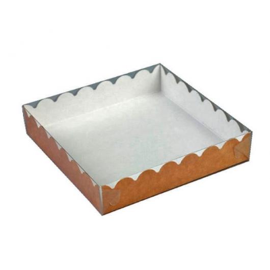 Коробка для пряника 15,5 см*15,5 см*3,5 см КРАФТ, прозрачная крышка