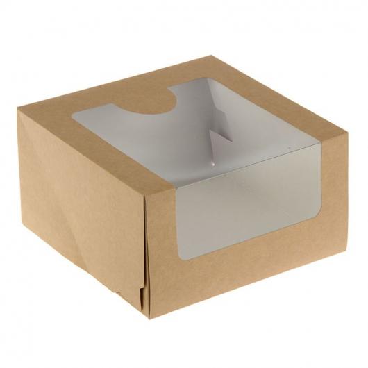 Коробка для торта 22,5 см*22,5 см*10 см с окном крафт