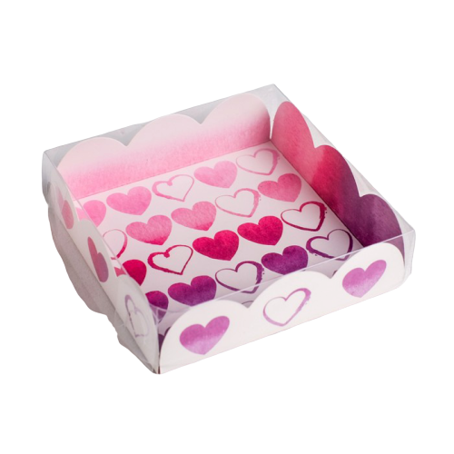 Коробка для кондитерских изделий с PVC-крышкой «С Любовью», 10,5 × 10,5 × 3 см