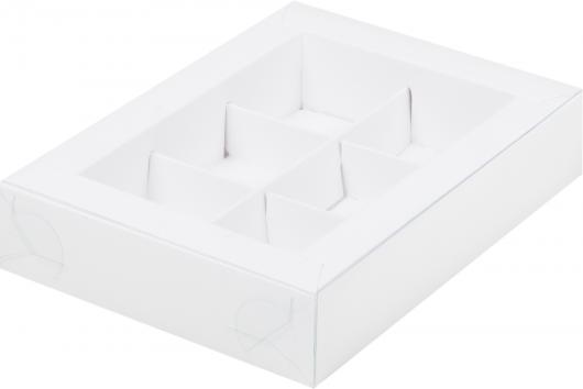 Коробка для конфет белая с пластик крышкой 15,5 *11,5 *3 см (6)