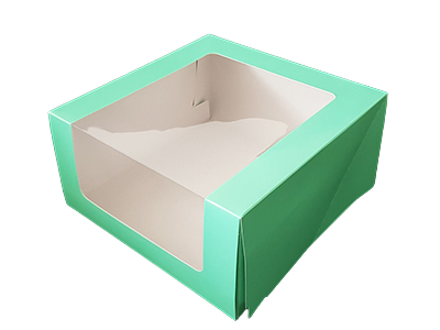 Коробка для торта 23,5 см*23,5 см*11,5 см с окном салатовый