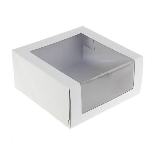 Коробка для торта 18 см*18 см*10 см с окном Белая