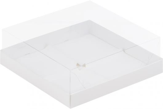Коробка муссовые пирожные (4), белая, 19*19*8 см с пластиковой крышкой 