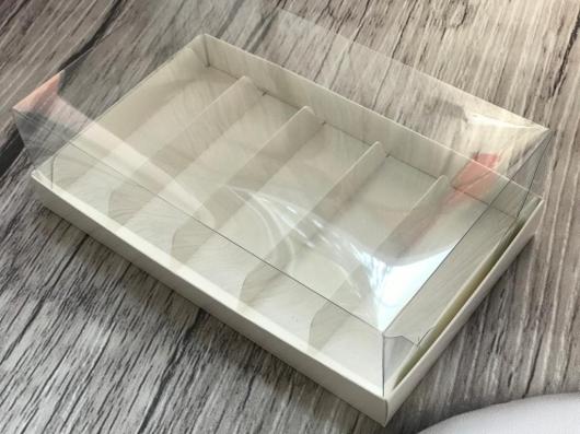 Коробка для эклеров и эскимо с пластиковой крышкой (22 см *13,5 см *7 см 5 ложементов)