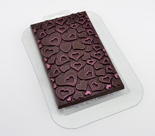 Форма для шоколада «Плитка в сердечках»