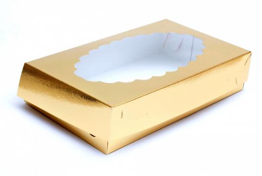 Коробка для эклеров 24*14*5 см золотая