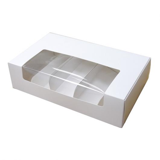 Коробка для эклеров и эскимо с пластиковой крышкой (25 см *15 см *5 см 5 ложементов)