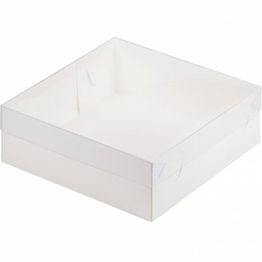 Коробка для зефира 20 см*20 см*7 см, белая, прозрачная крышка