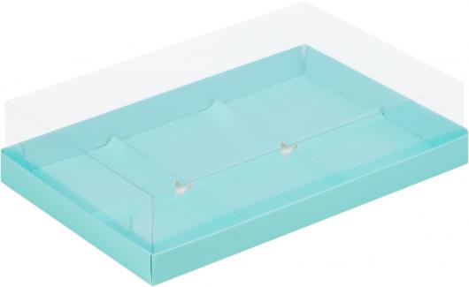 Коробка муссовые пирожные (6), тиффани, 30*19,5*8 см с пластиковой крышкой 
